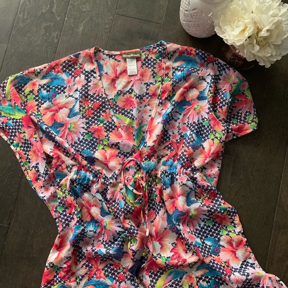 Tommy Bahama swimsuit cover size S/M pink floral